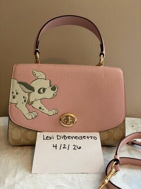 Coach Pink Dalmatian Print Turnlock Satchel